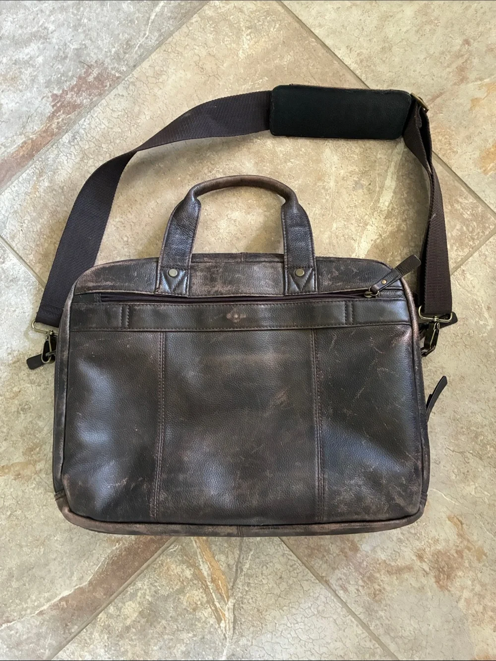 Black Rivet Vintage-Style Distressed Brown Laptop Briefcase